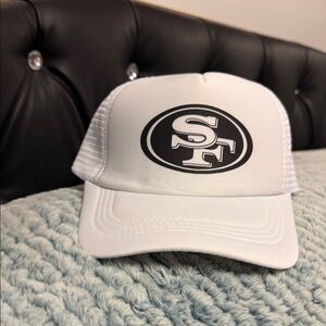 White SF Logo Trucker Hat
